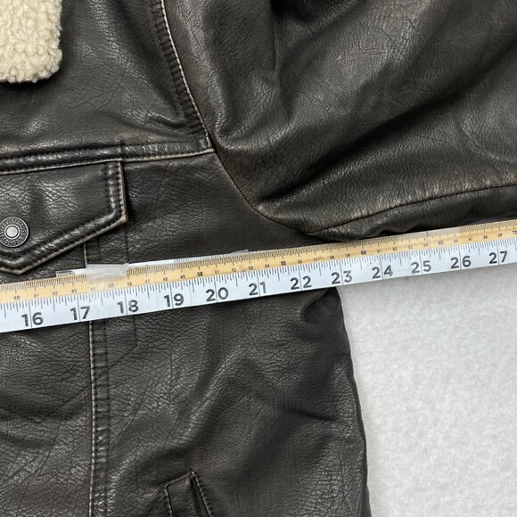 Levi’s Faux Leather Sherpa Collar Trucker Jacket Men’s Large Free Shipping - Picture 7 of 11